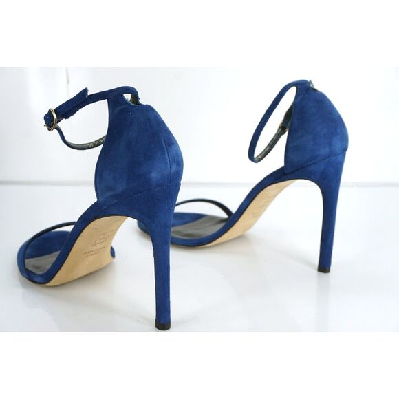 Stuart Weitzman Nudistsong Blue Suede Ankle Strappy Sandals - Picture 4 of 10